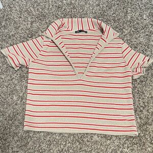 Zara Red & Cream Striped Top